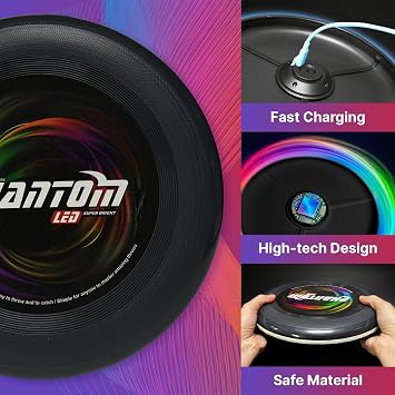 Camping Holiday Essentials Flying Disc: Outdoor Games LED Frisbee for Adults Birthday Gifts Garden Beach Sport Toys for Women Men Pet Light Up Autism Sensory Equipment Glow in the Dark Flying Ring