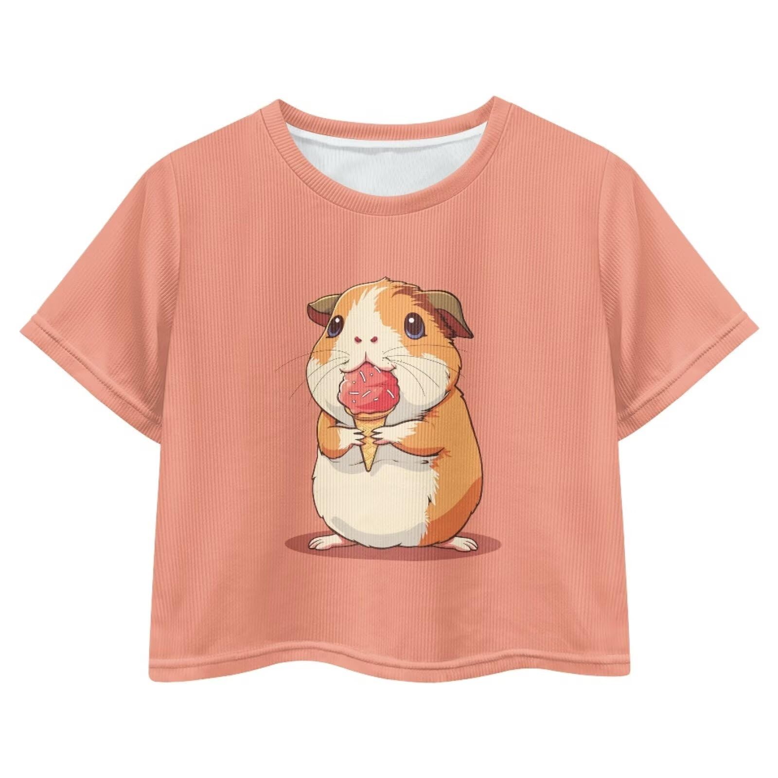 Cute Crop Tops for Girls Short Sleeve Summer T Shirts Fashion Graphic Tees Crew Neck Pullover Tee 5-14 Years