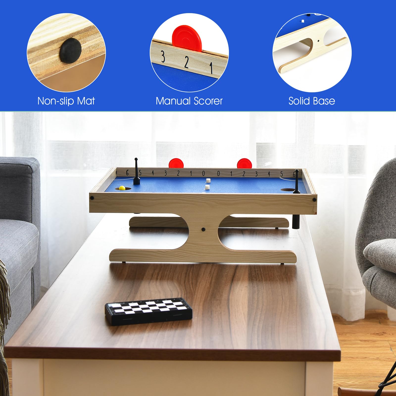 HOMASIS Table D'air Hockey En Bois Pour Enfants Et Adultes