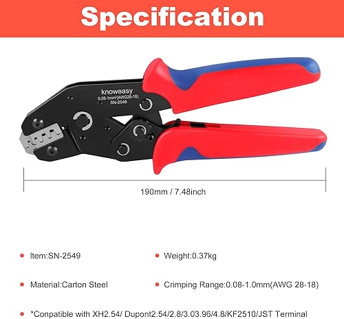 Vista 26 de Deutsch Crimper, knoweasy 4 Way Indent, 8 Impression Closed Barrel Crimper con herramienta de engarce Deutsch para contactos Deutsch – Calibre 14