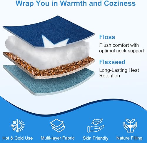 Miniatura 3 de Atsuwell Calentador de cuello para microondas, almohada térmica para el cuello para microondas con algodón y linaza, almohadilla térmica para