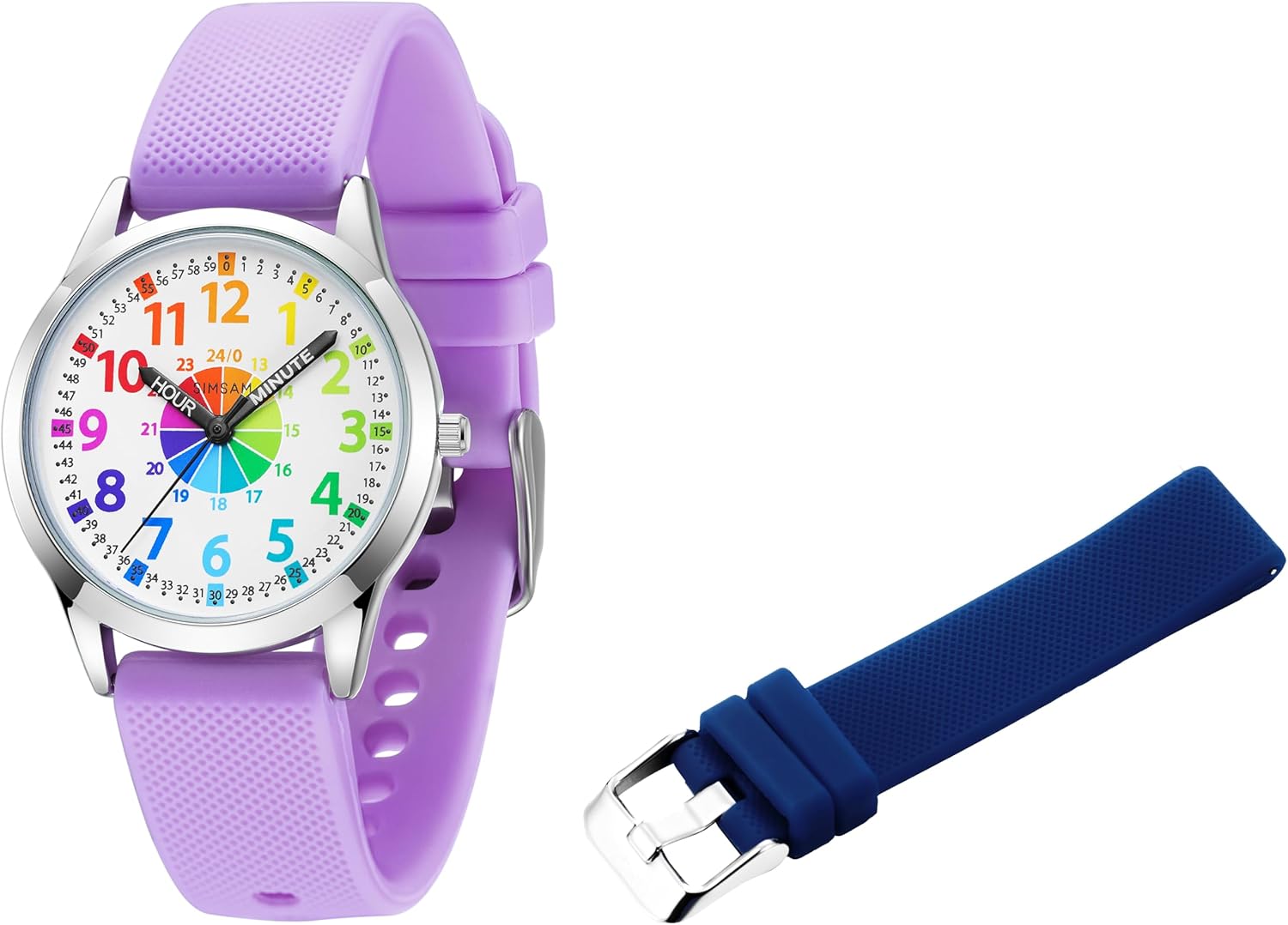 SIMSAM Kids Watch (Light Violet) + Band (Navy Blue)