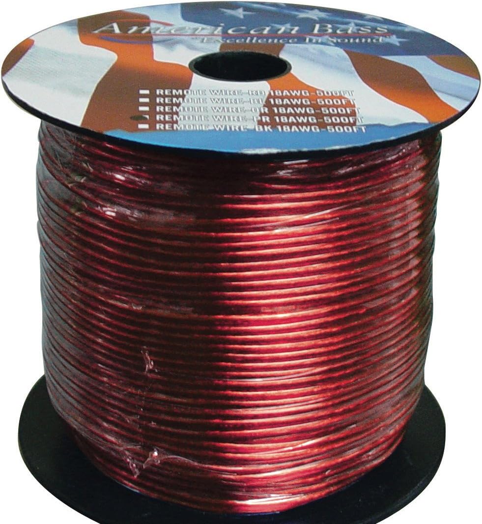 American Bass 18500rd Red 18 Ga 500 Car Audio Remote Wire