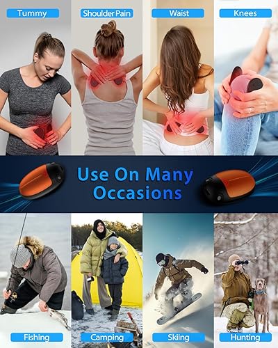 Miniatura 7 de Calentadores de manos recargables, paquete de 2 calentadores de manos portátiles de bolsillo, calentamiento de 16 horas de largo, calentadores