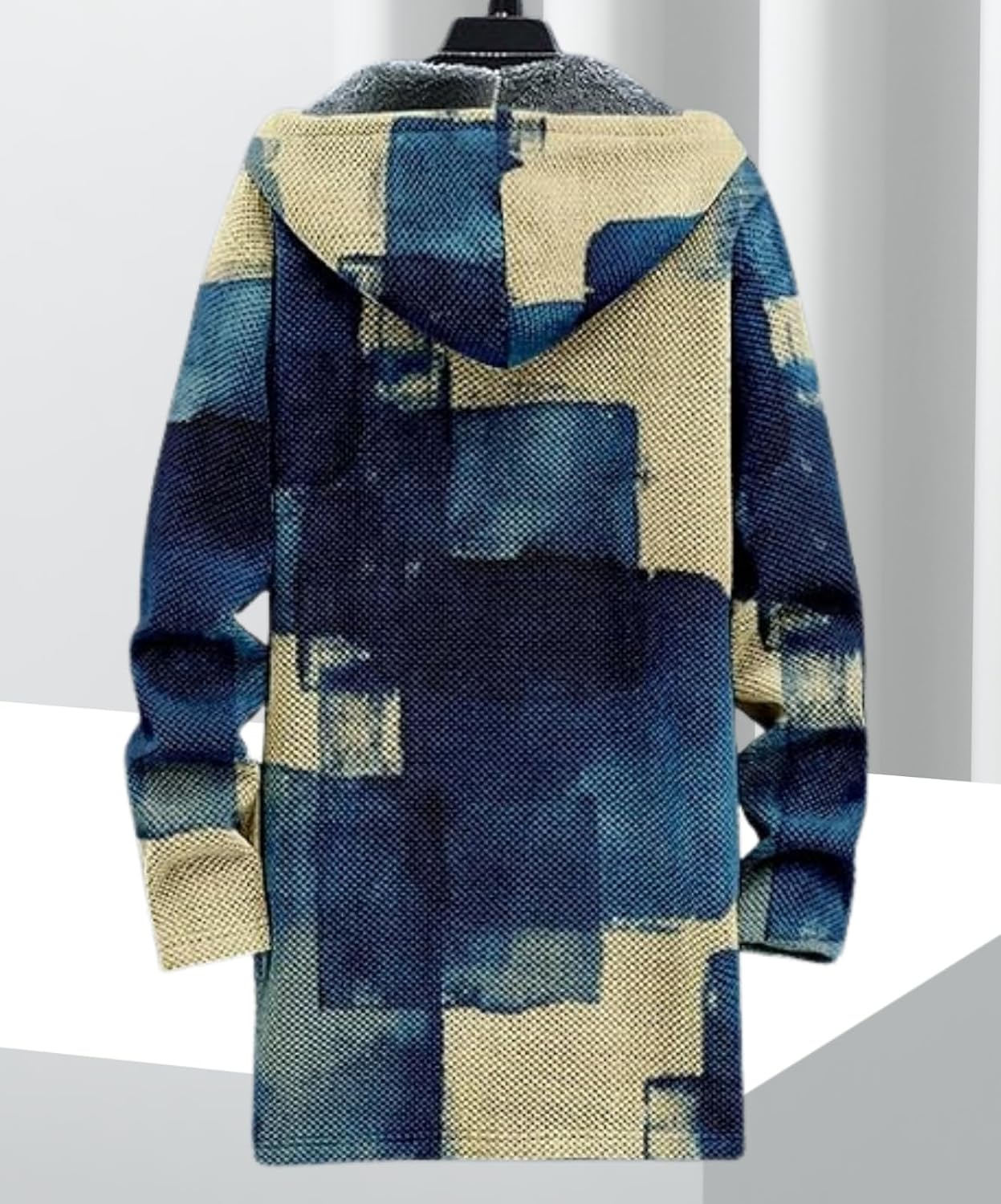 Men's Hooded Sweater Coat Knit Fleece Lined Long Cardigan Jacket with Zip Front Pocket Vintage Casual Zip Up - Image 3