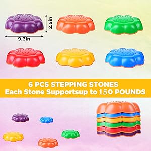 Stepping Stones for Kids, Toddler Stepping Stones Outdoor, Non-Slip Balance Step Stones, Obstacle Course, Promoting Sensory Coordination Skills, Indoor & Garden Toys, Gifts for Children Aged 3+