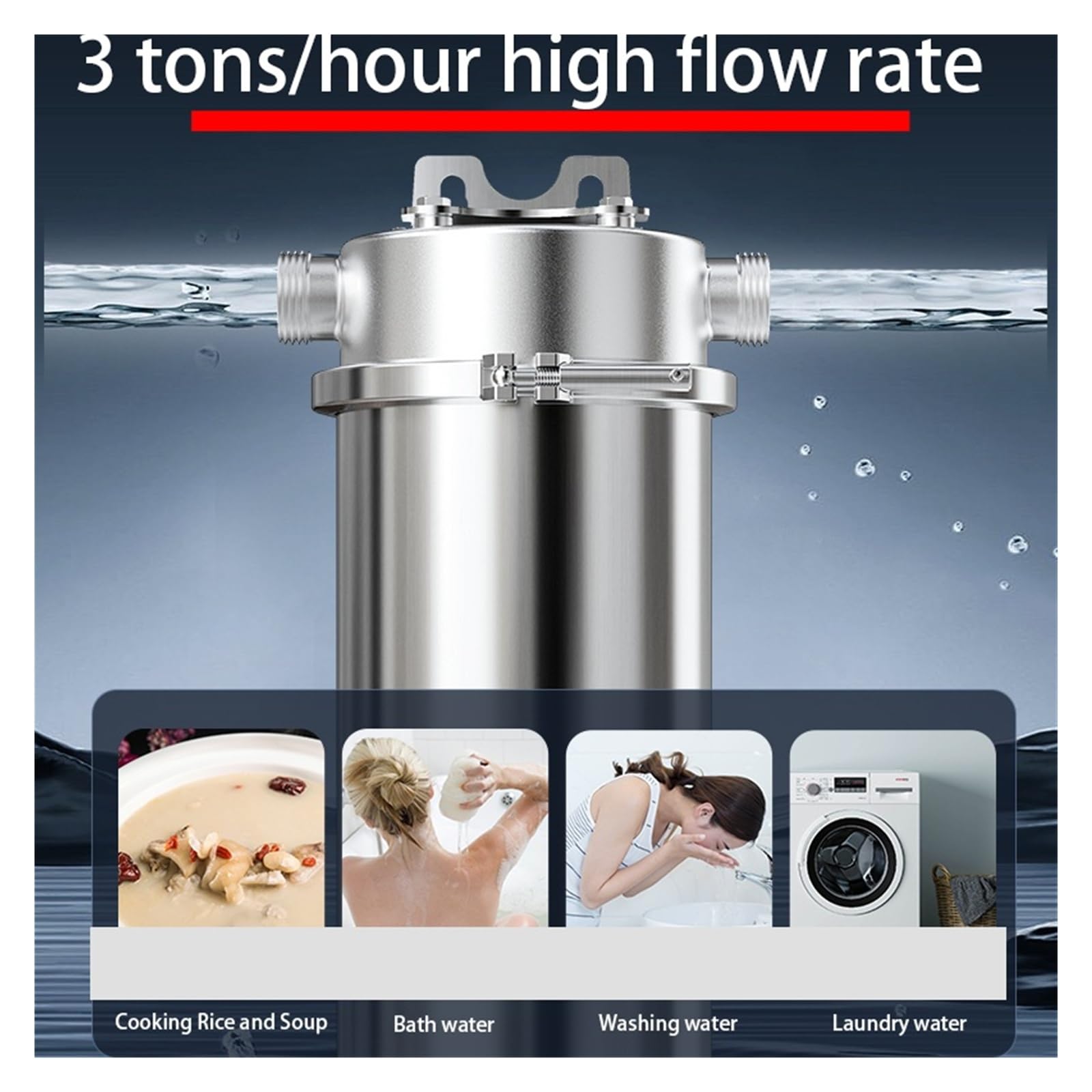 Filtro descalcificador for toda la casa, filtración de tres etapas for sistema de filtración de agua potable de ósmosis inversa (RO) debajo del fregadero. uso doméstico