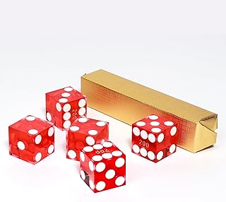 GSE Games & Sports Expert AAA Grade 19mm Pro Vegas Casino Style Craps Dice Set of 5 with Razor Sharp Edges & Matching Serialized Numbers for RPG, Dice Stacking, Yahtzee Dice Games