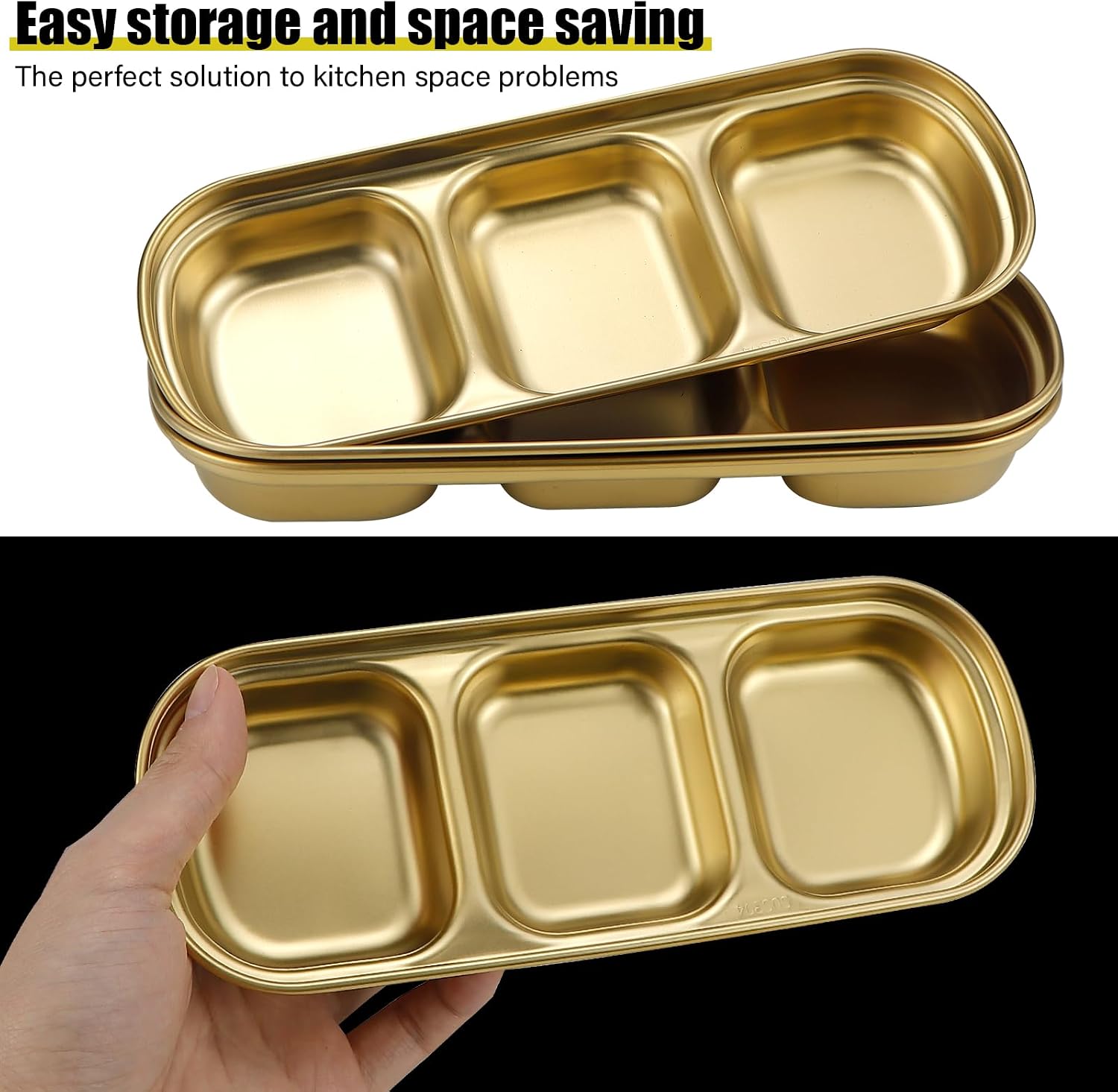 3Pcs Stainless Steel Dipping Bowls,3 Compartment Appetizer Serving Tray