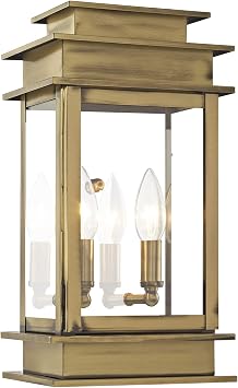 Livex Lighting 2014-01 2-Light Outdoor Wall Lantern, Brass | Transitional design