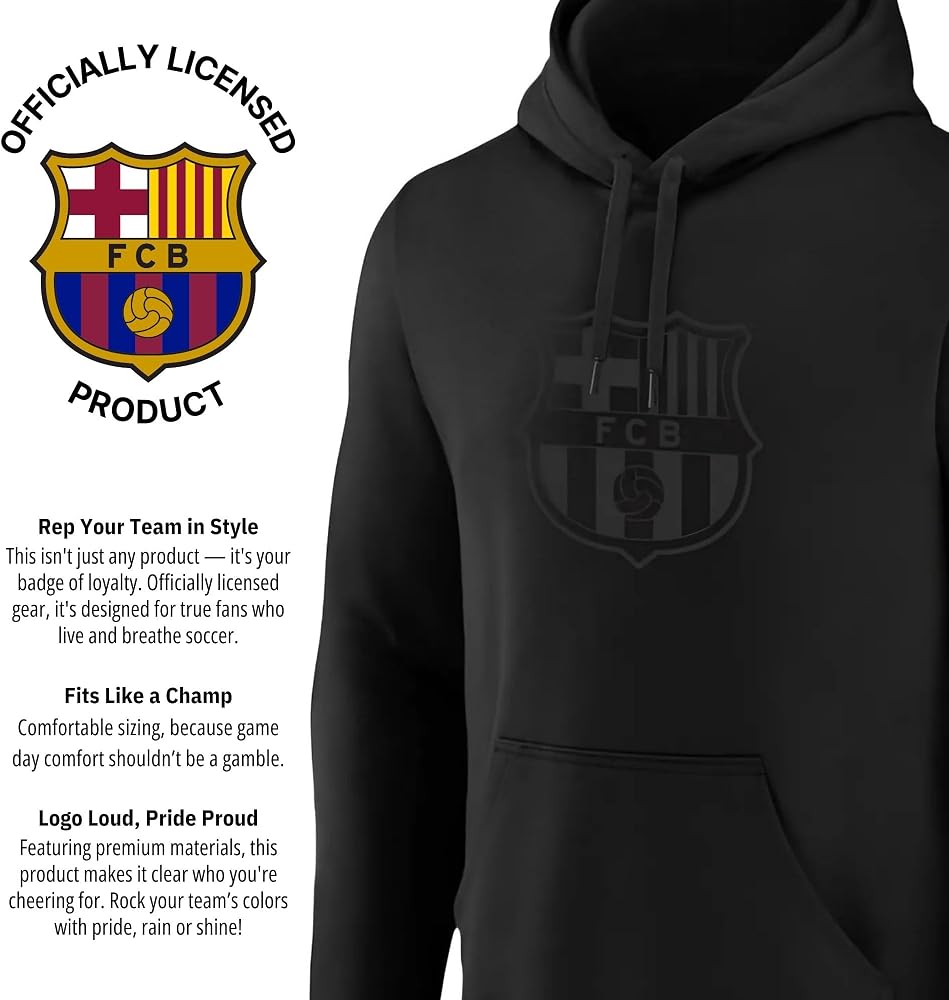 Icon Sports Soccer Blackout Hoodie – Officially Licensed Unisex Adult Long Sleeve Hooded Sweatshirt