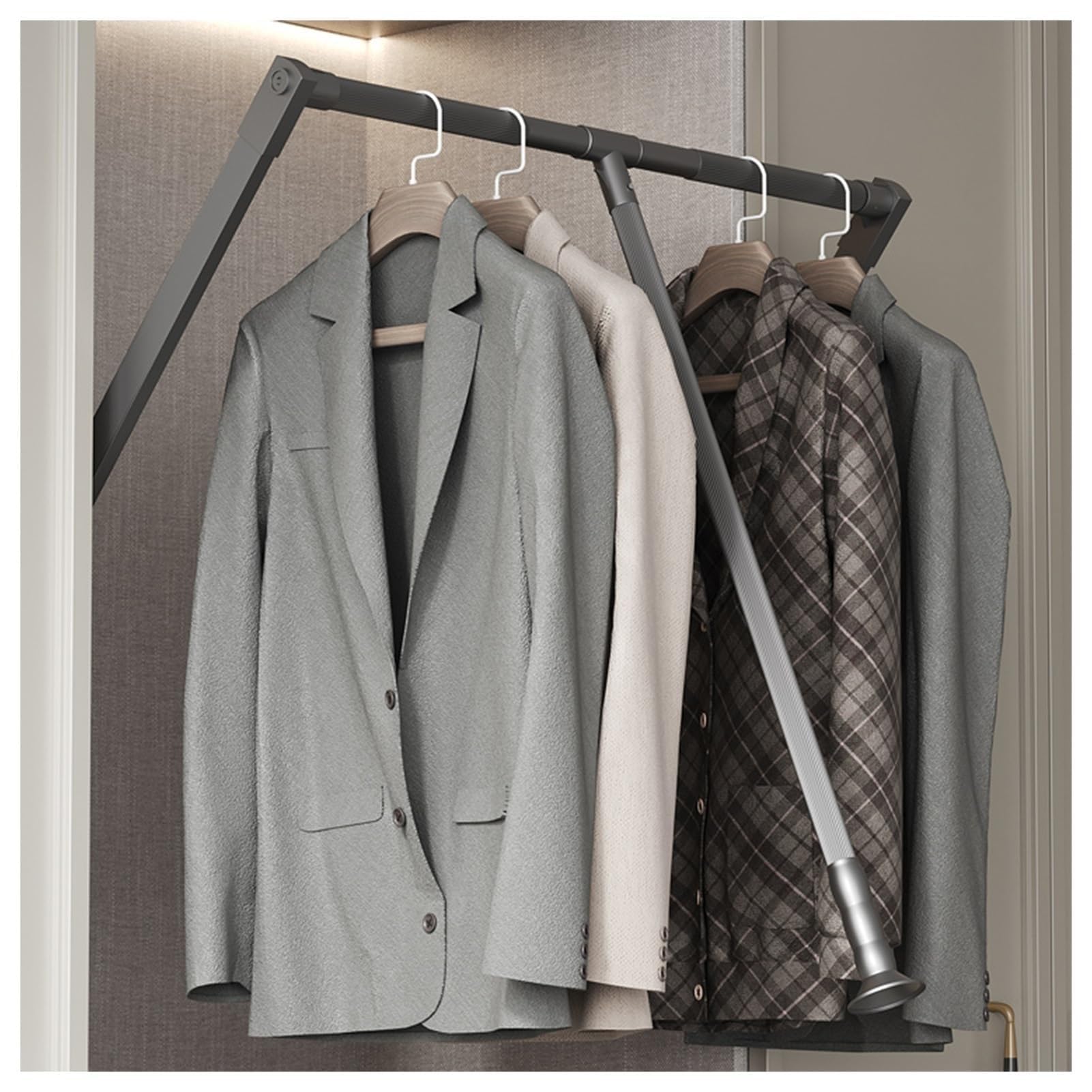CAFIEDR Extendable Closet Rod, Adjustable Wardrobe Organizer For Pants And Coats, Space Saving Hanger,660 890Mm.510