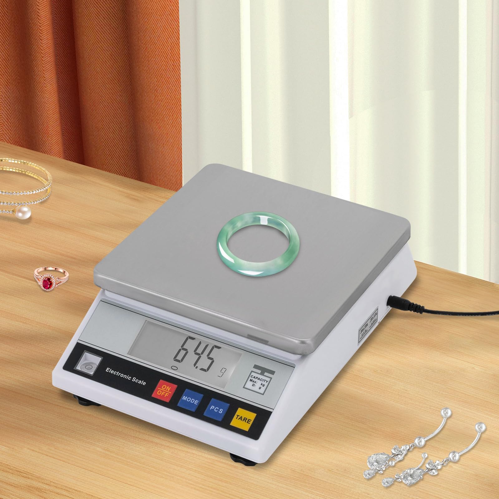 Báscula de mesa digital de 10 kg/0,5 g con función de conteo de piezas y pantalla LCD, báscula de inventario móvil con fuente de alimentación y batería, báscula industrial profesional para taller y