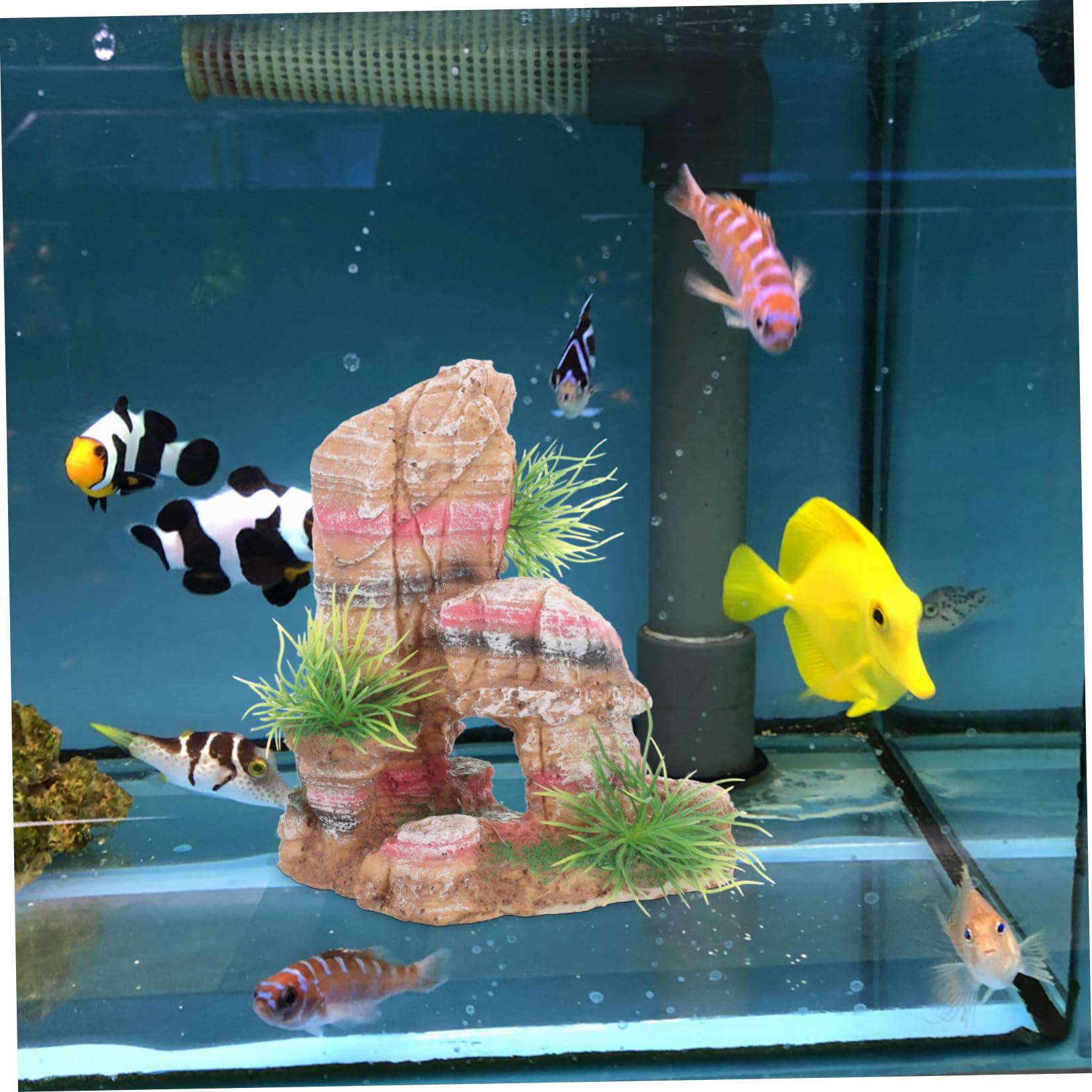 TOYANDONA 4 Stück Aquarium Dekoration Kunststein Berg Ornament für Fischbecken Realistische Naturstein für Aquarien und Terrarien und Ansprechend