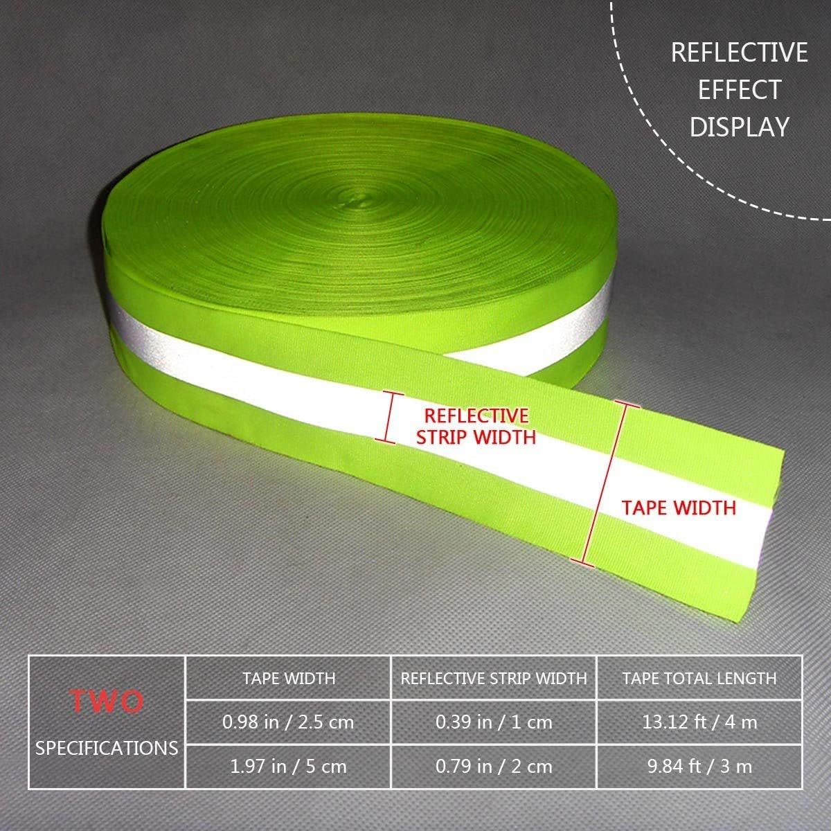High Visibility Reflective Tape Strip, Fabric Florescent Reflective Safety Tape Sew-on Warning Safety Trim… (1.97in0.79in, Green)