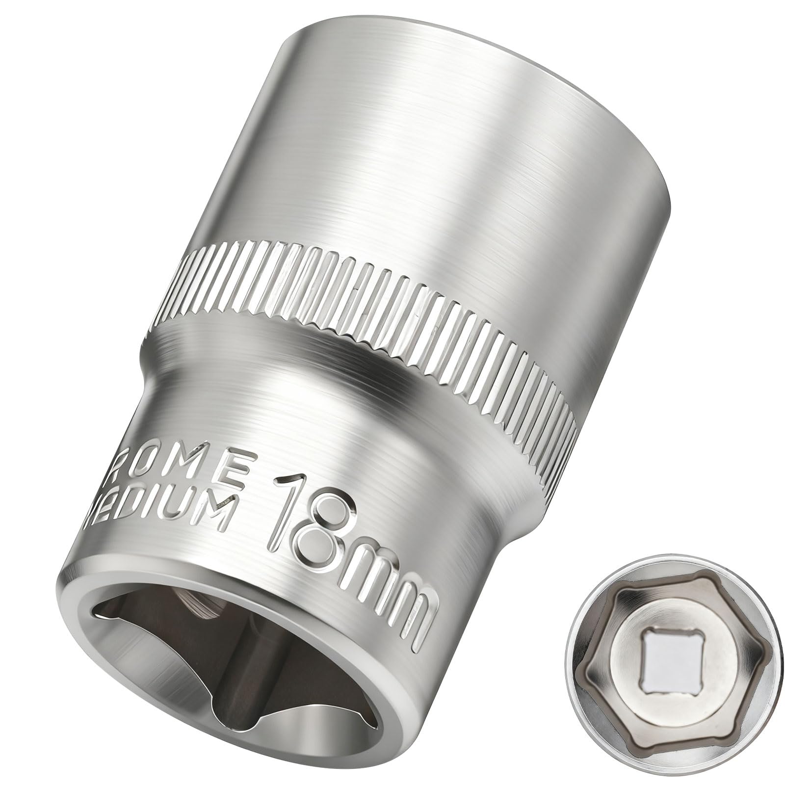 Dakcos 18Mm Socket 1/2" Drive 6 Ponit Wrench Socket Drive Shaft Tool Power Sockets, Cr-Mo