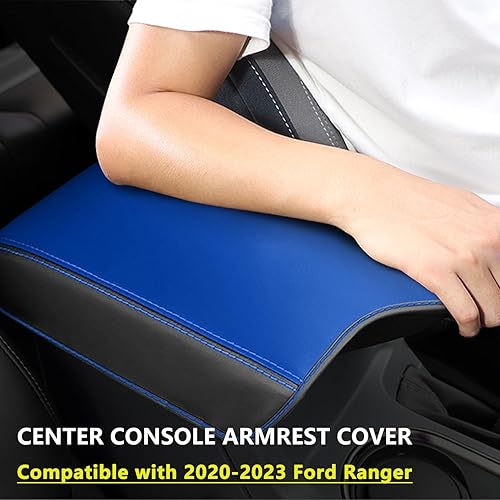 Miniatura 5 de Funda para reposabrazos de consola central adecuada para Ford Ranger 2023 2022 2021 2020 2019 de cuero antiarañazos para reposabrazos central,