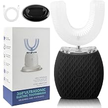 Ultrasonic Automatic Toothbrush, Ultrasonic U-Shaped Toothbrushes for Adult, 360 Mouth Cleaning, Electric ToothBrush with Automatic Timer, Wireless Charging Teethbrush Kit for Travel Or Home Black