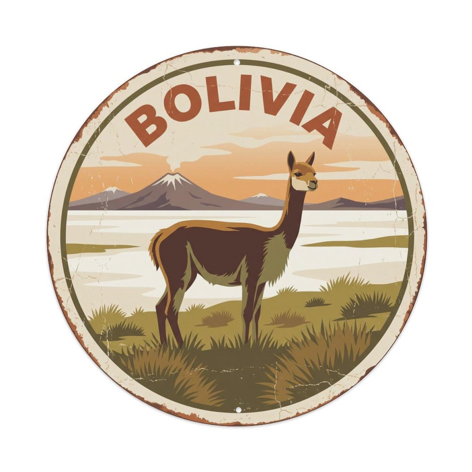 Bolivia Vicuna Altiplano Plateau Metal Tin Sign