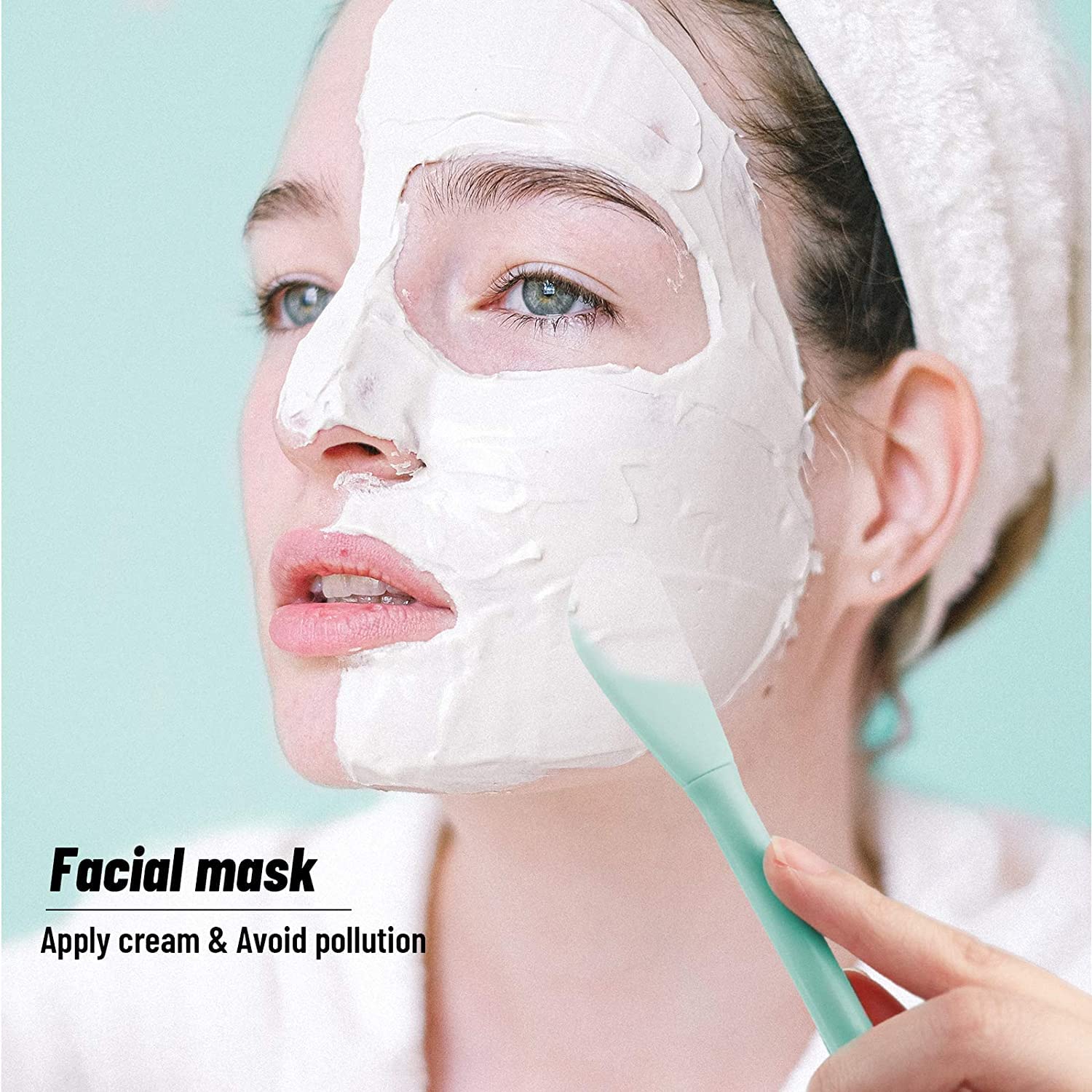 SYGA Face Cleasing Brush Silicone Face Scrubber Exfoliating Wash Brush Dual Face With Flexible Spatula Nose Cleaning Cream Applicator Mask Collector Great for Face Clean Care and Make Up- Green 1