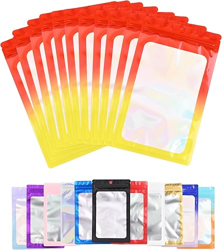 Miniatura 17 de Paquete de 100 bolsas de plástico resellables para almacenamiento de alimentos, bolsas con cremallera con ventana frontal transparente, bolsa