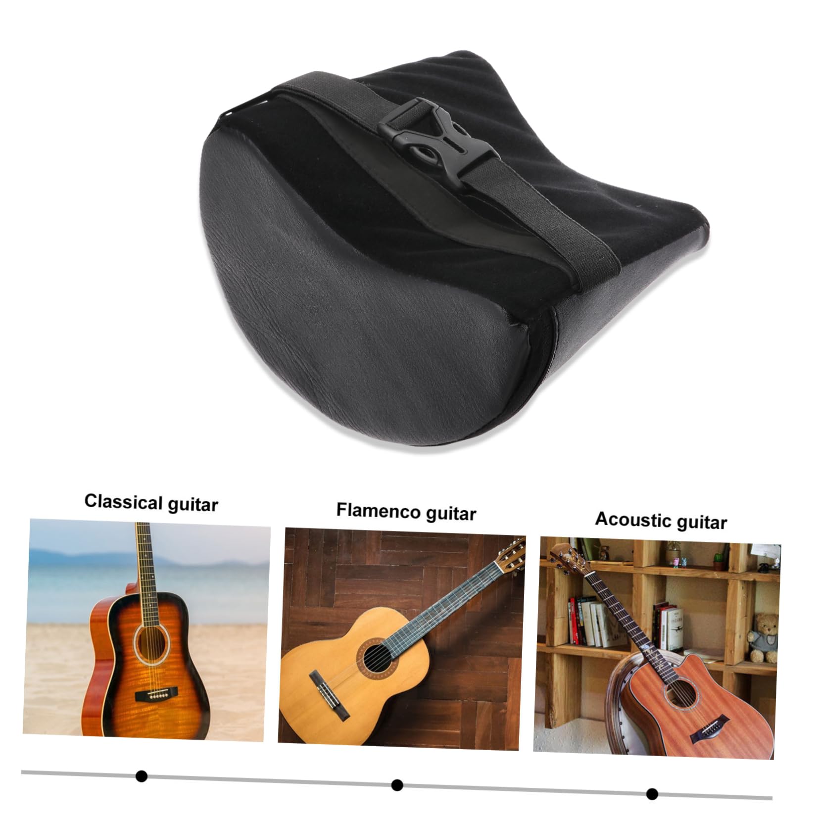 Supporto per Chitarra Classica Elastico e Imbottitura Nera | Pelle Sintetica e Schiuma, per Performance e Studio, Accessori Flamenco per Musicisti Principianti e Professionisti