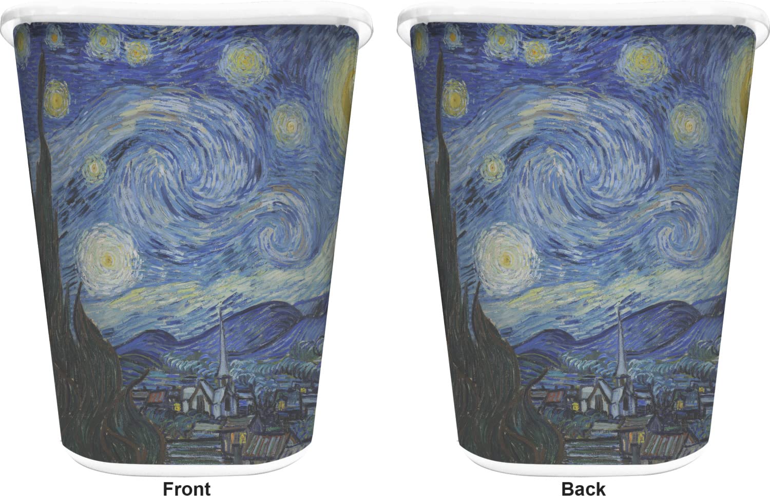 RNK Shops The Starry Night (Van Gogh 1889) Waste Basket - Double Sided (White)