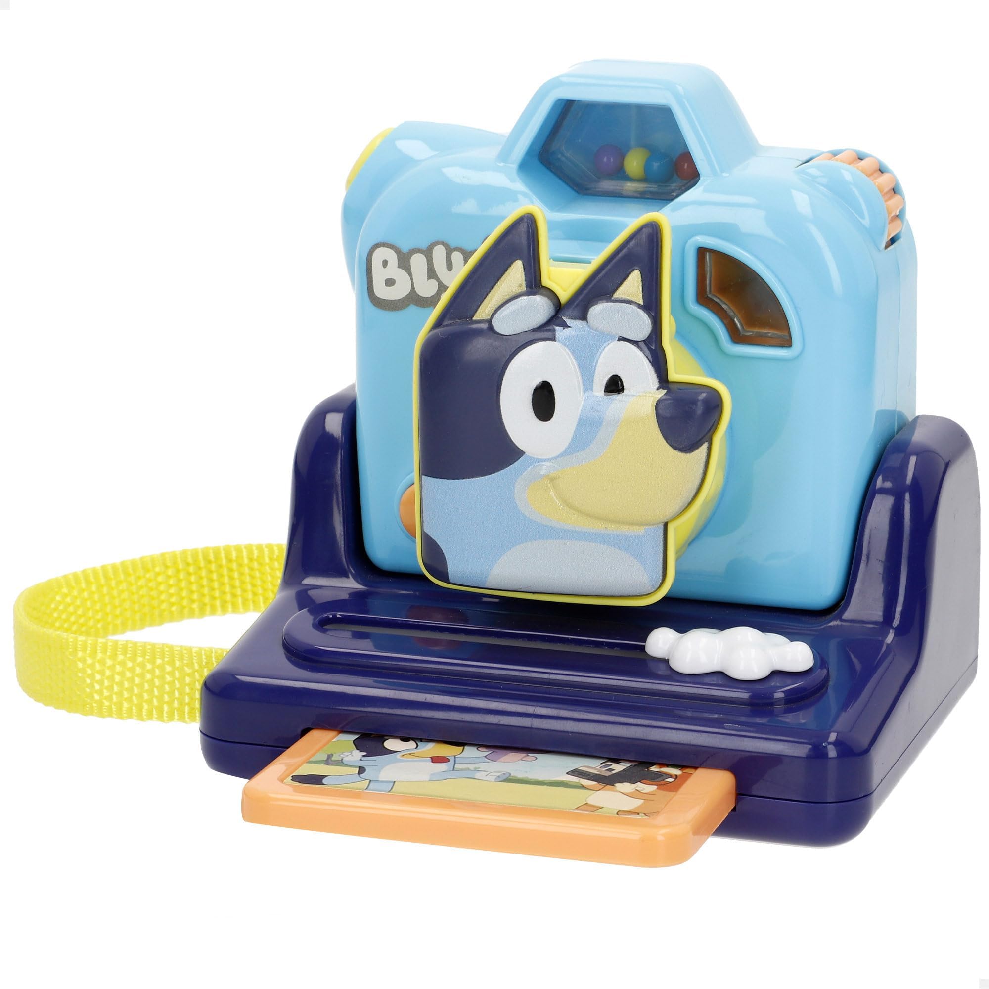ColorBaby Bluey Photo Camera, from 18 Months, Blue Image, Bingo and His Friends, Carry Handle, Fine Motor Skills, Sounds, Dynamic Games, 2 AAA Batteries Included (39145)