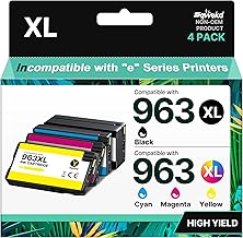 963XL Compatible Ink Cartridges for HP 963 XL Multipack Cartridges for HP Officejet Pro 9010 9012 9013 9014 9015 9016 9018 9019 9020 9022 9023 9025 (Black Cyan Yellow Magenta, 4-Pack)