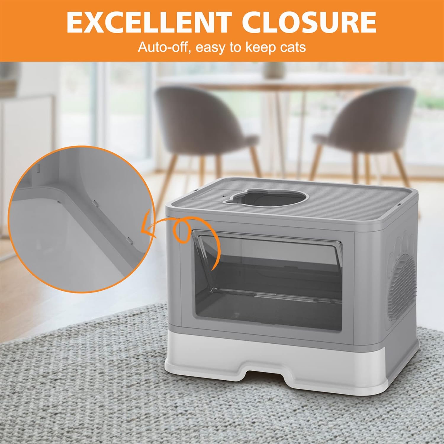 Cat Litter Box Fully Enclosed and Foldable,Top Entry Litter Box Storage and Deodorization Design Easy to Clean Covered Litter Box,Comes with a Cat Shovel Comes with a Cat Rubbing Device X-Large