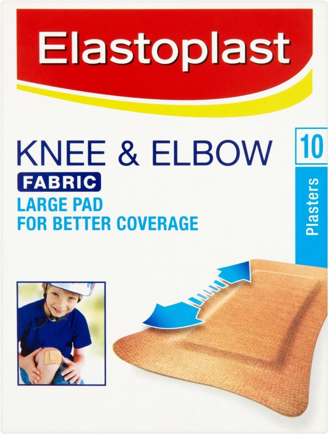 Elastoplast Flexible XL Fabric Plasters (10 x 10 Pieces), Extra Large Wound Pad, Breathable, Large Plaster for Knees and Elbows, Strong Adhesion, Water-Repellent, Tan
