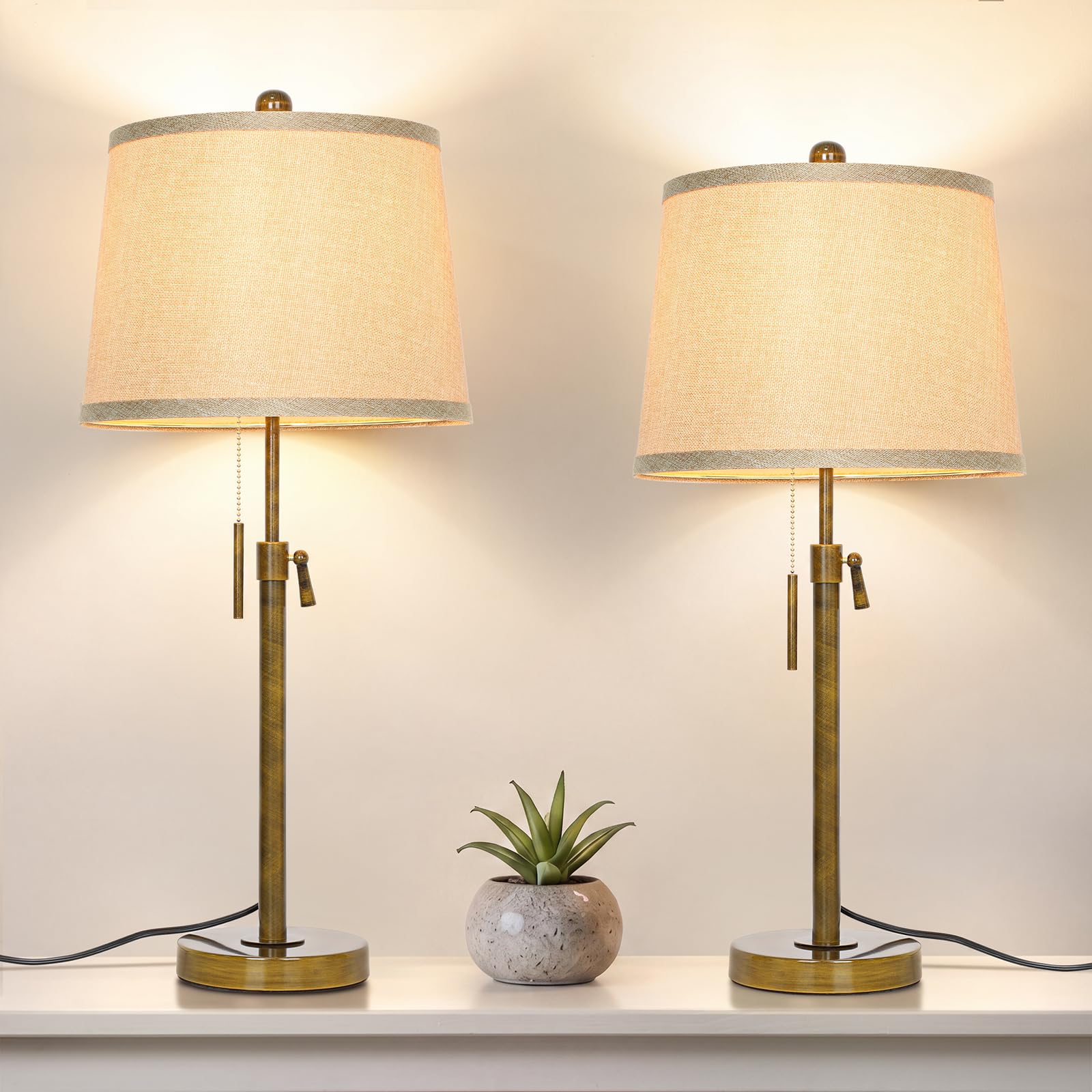 Antique Bronze Table Lamps Set of 2 (Adjustable Height)
