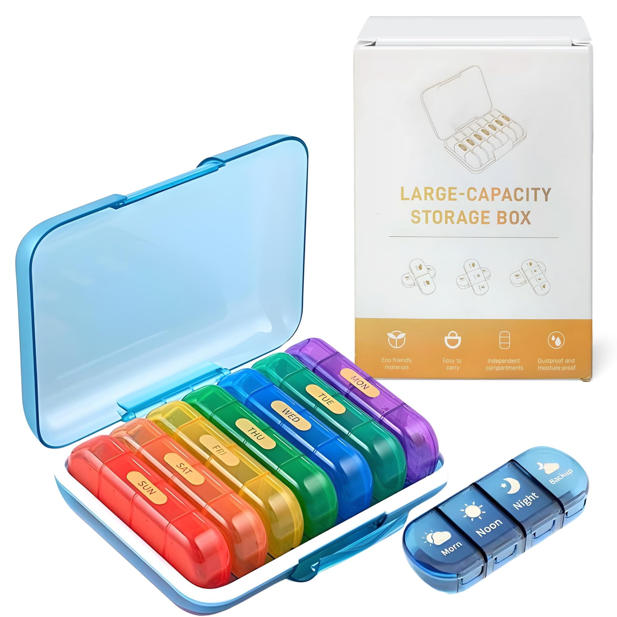 OCEANEVO 4 Times a Day, Weekly Medicine Storage Organizer box for Home and Travel, 7 days Pill Organizer Box for Vitamins, Tablet & Supplements - Multi Color - 4 Compartments - 1 Year Warranty-image-16