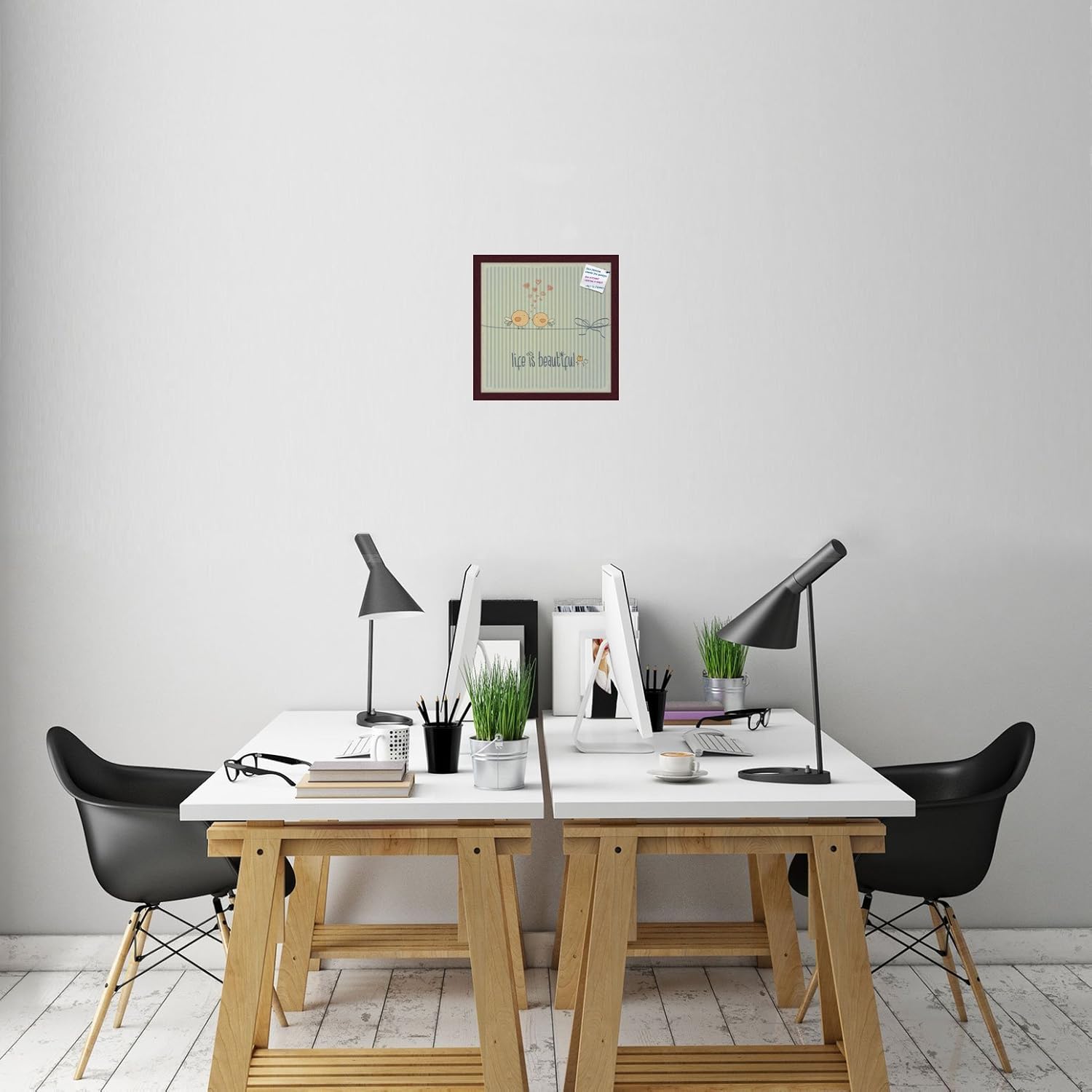 PinPix Decorative pin Cork Bulletin Board Made from self-Healing Canvas, Children's Vintage Spring Print Printed at 16x16 Inches and Framed in Classic Mahogany Frame(WOM59504)