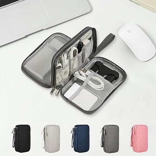 Bolsa organizadora de accesorios digital, portátil de doble capa impermeable, adecuada para una variedad de accesorios digitales, almacenamiento