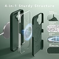 Vista 1340 de GONEZ Funda de silicona para iPhone 15 Pro Max, compatible con Magsafe, protector de cámara + protector de pantalla, forro de microfibra suave Negro