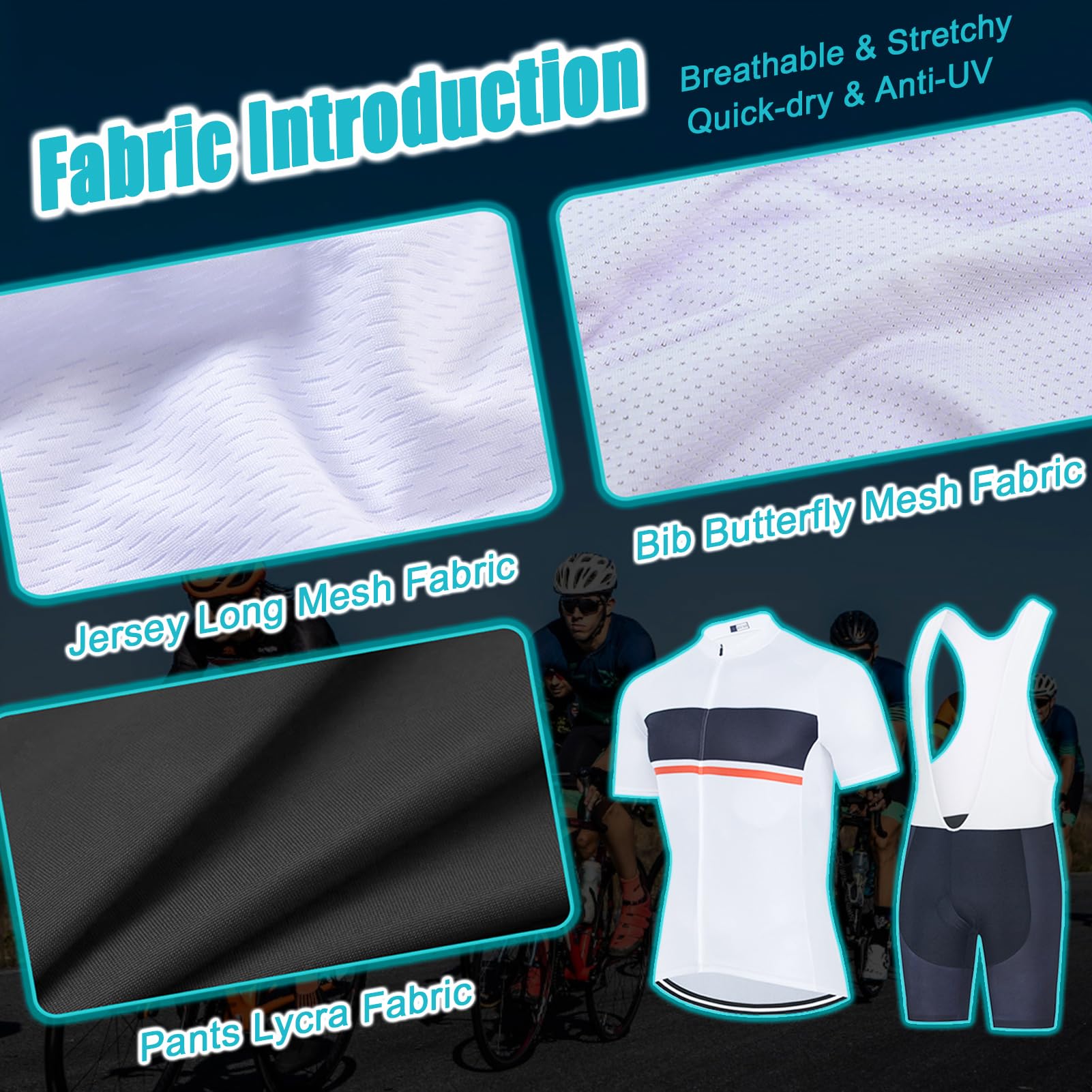 Vêtements Cyclisme Maillot de Velo VTT Homme Été,Tenue Cycliste Manche Courte MTB Jerseys Shirt et Cuissard à Bretelle avec 9D Coussin Gel,Ensemble Combinaisons de Cycling Respirant Séchage Rapide