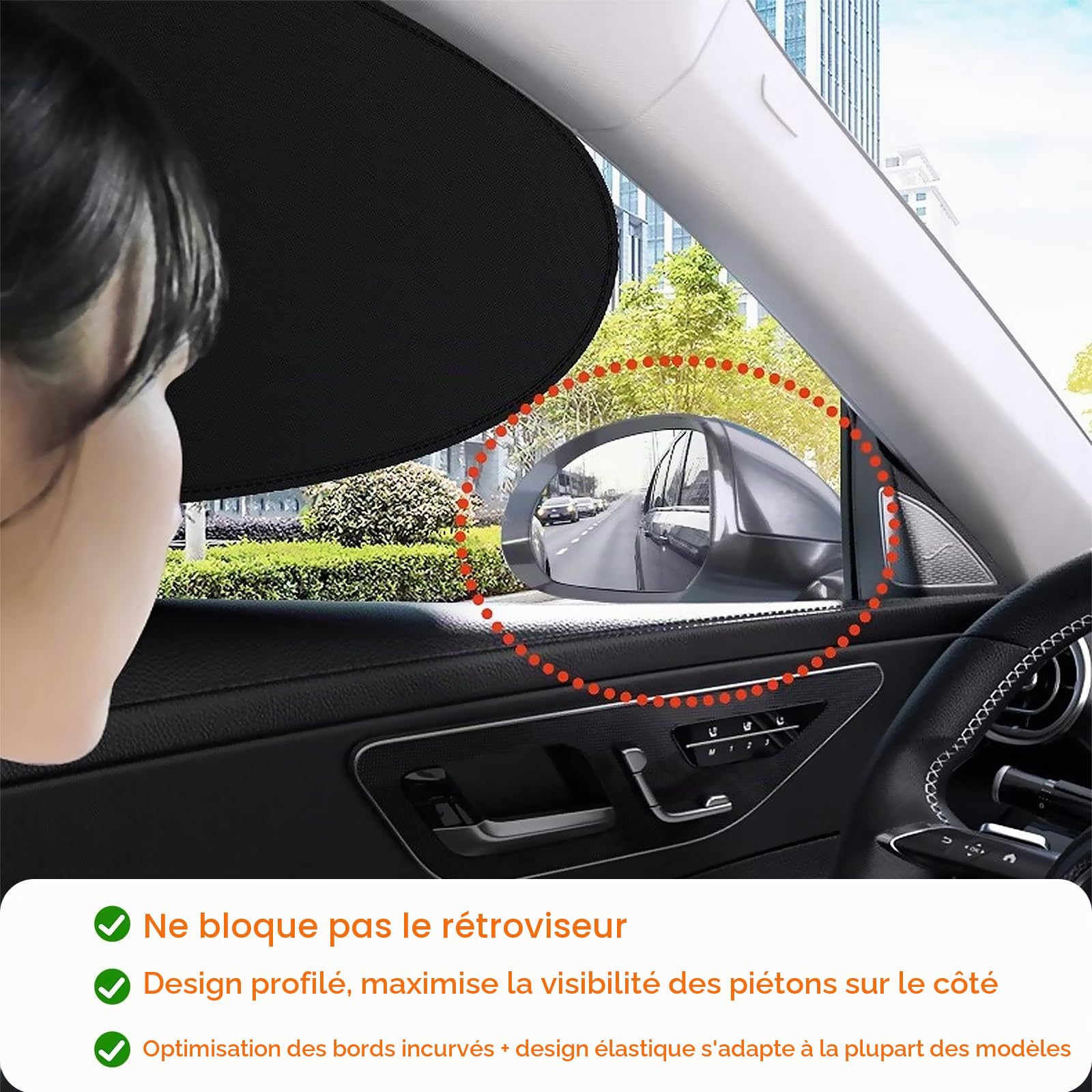 4PCS Pare-Soleil pour Vitre de Voiture, Pliable Abat-Jour de Visière de Fenêtre Latérale, Autocollant Statique, Ne Bloque Pas Les Rétroviseurs, pour la Plupart des Voitures, Fourgonnettes