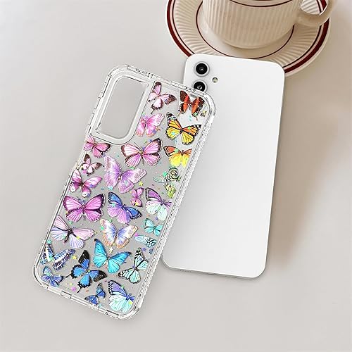 Miniatura 7 de KACHEN Funda para Samsung Galaxy A14 4G5G, 3 en 1, resistente brillo degradado de lujo, brillante, a prueba de golpes, funda híbrida para mujeres y