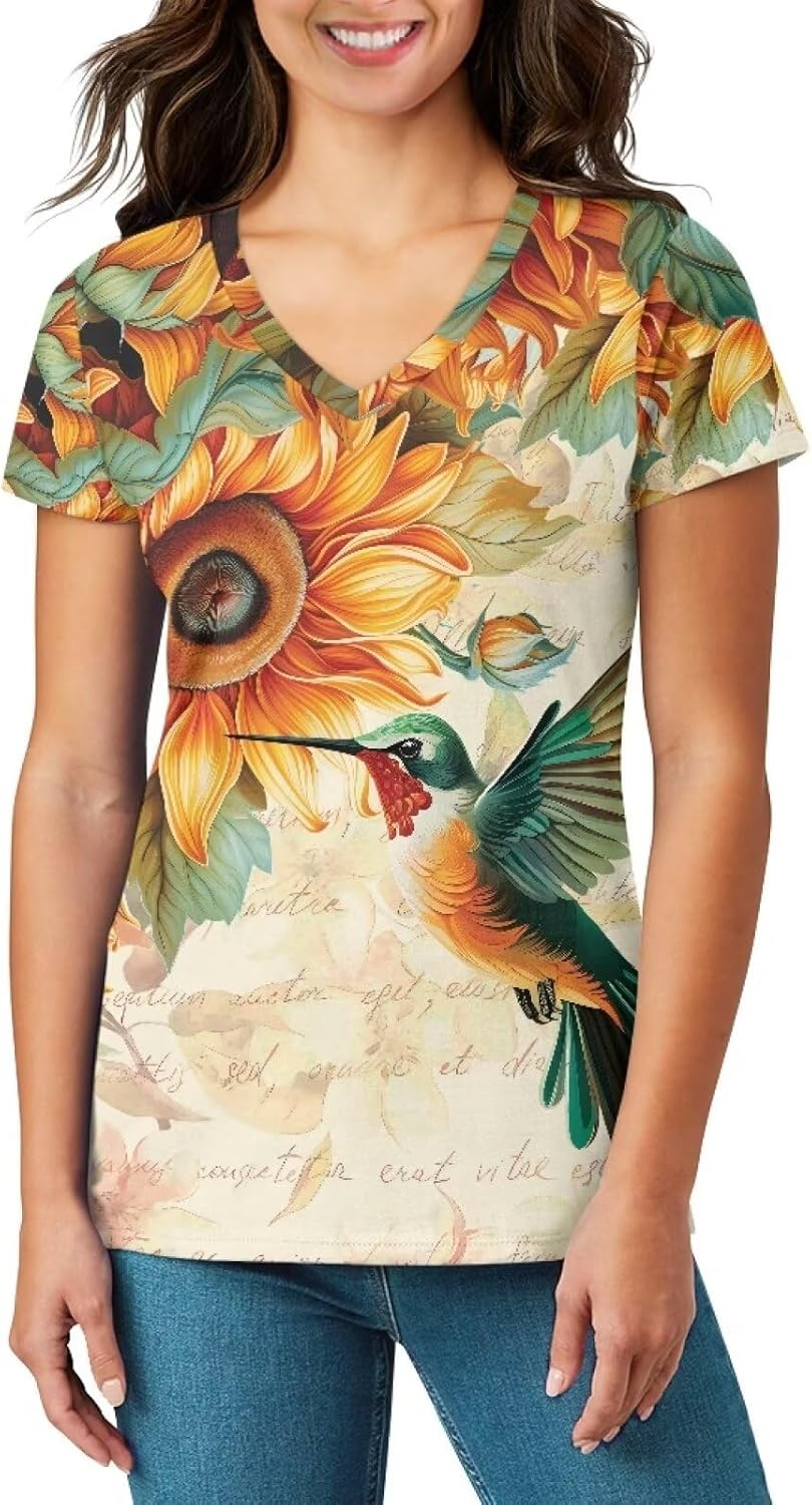 Dames T-shirt met Korte Mouwen Naadloos V-hals Beige