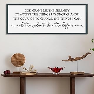 SRSZHIYUE Serenity Prayer Christian Inspirational Quote Wall Decor Art 32"×12" Rustic Catholic Bible Verse Holy God Grant Me Religious Sign Farmhouse Home Living Room Religious Horizontal (Black)