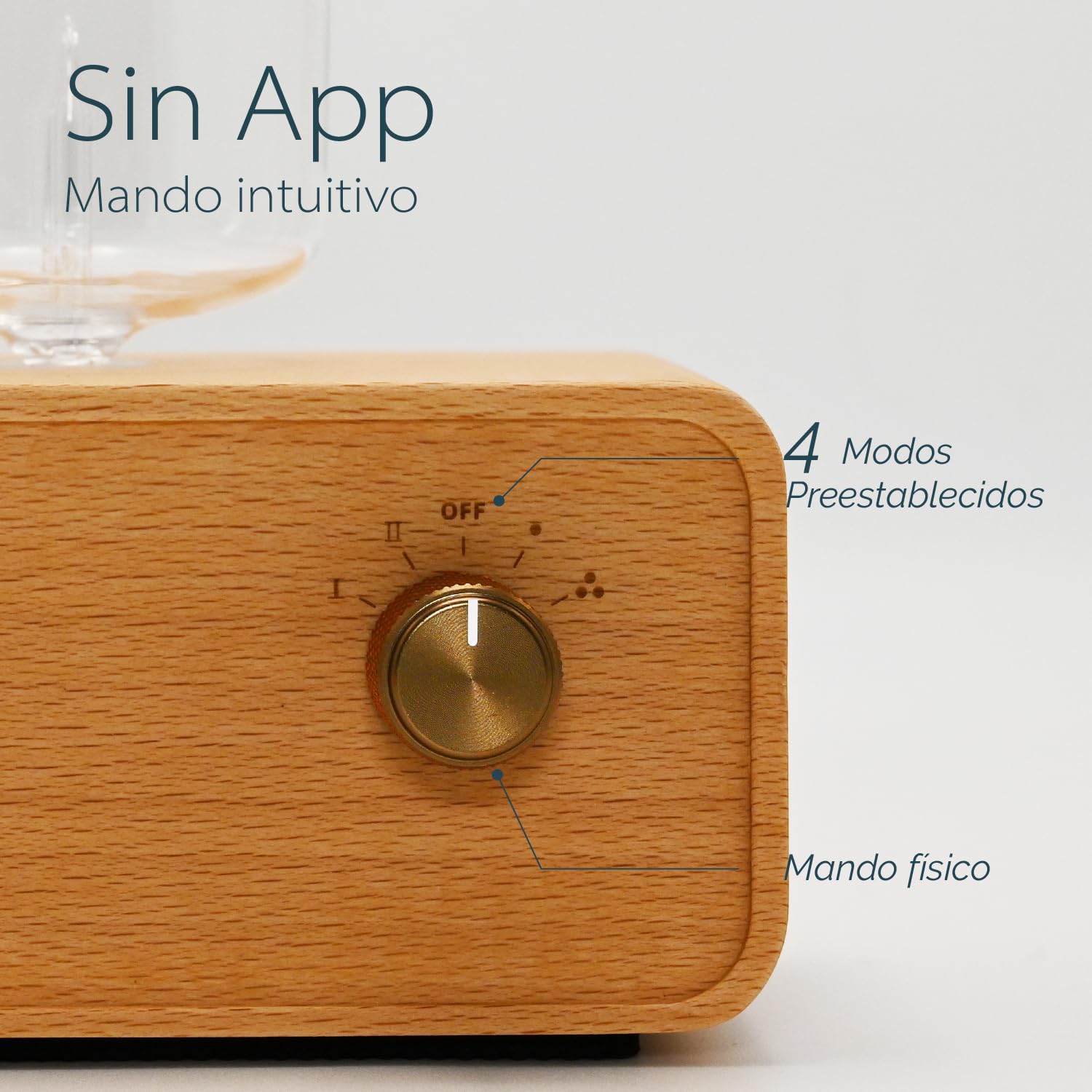 Aria Difusor de Aceites Esenciales Sin Agua, Nebulizador de Aromaterapia en Vidrio y Madera, Difusor de Aromas Inalámbrico para Hogar y Salón, Batería Recargable, Diseño Retro con Temporizador & LED