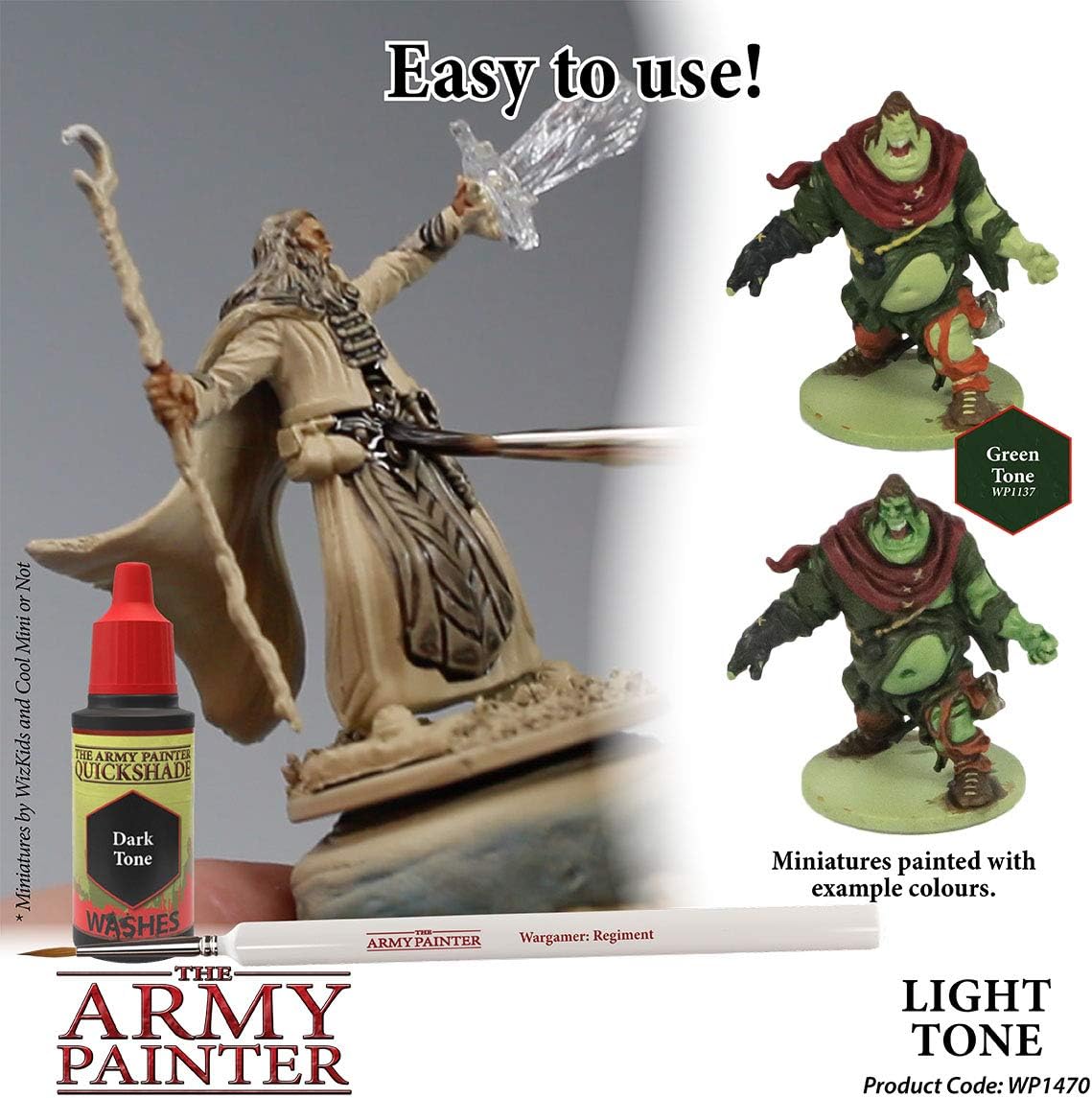 Amazon Com The Army Painter Light Tone Quickshade Wash Non Toxic Lightly Pigmented Water Based Wash Paint For Tabletop Roleplaying Boardgames And Wargames Miniature Model Painting Toys Games