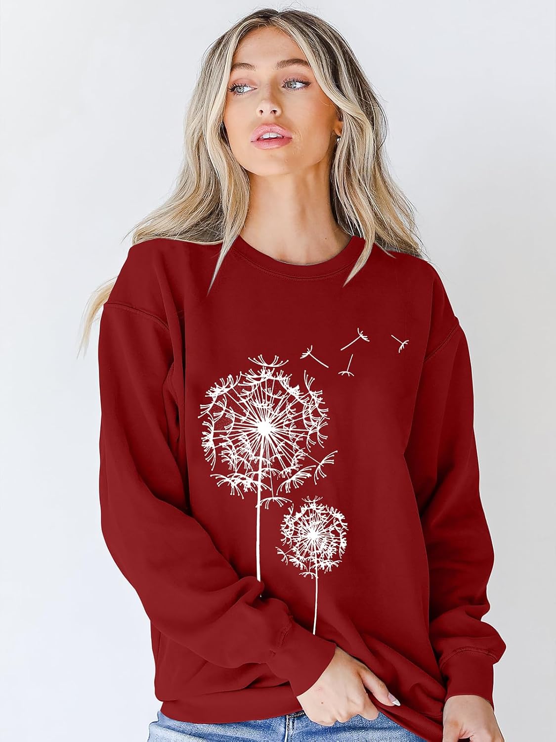 BANGELY Womens Dandelion Sweatshirt Hope Love Floral Graphic Shirt Casual Crewneck Tee Loose Long Sleeve Pullover Tops - Image 6