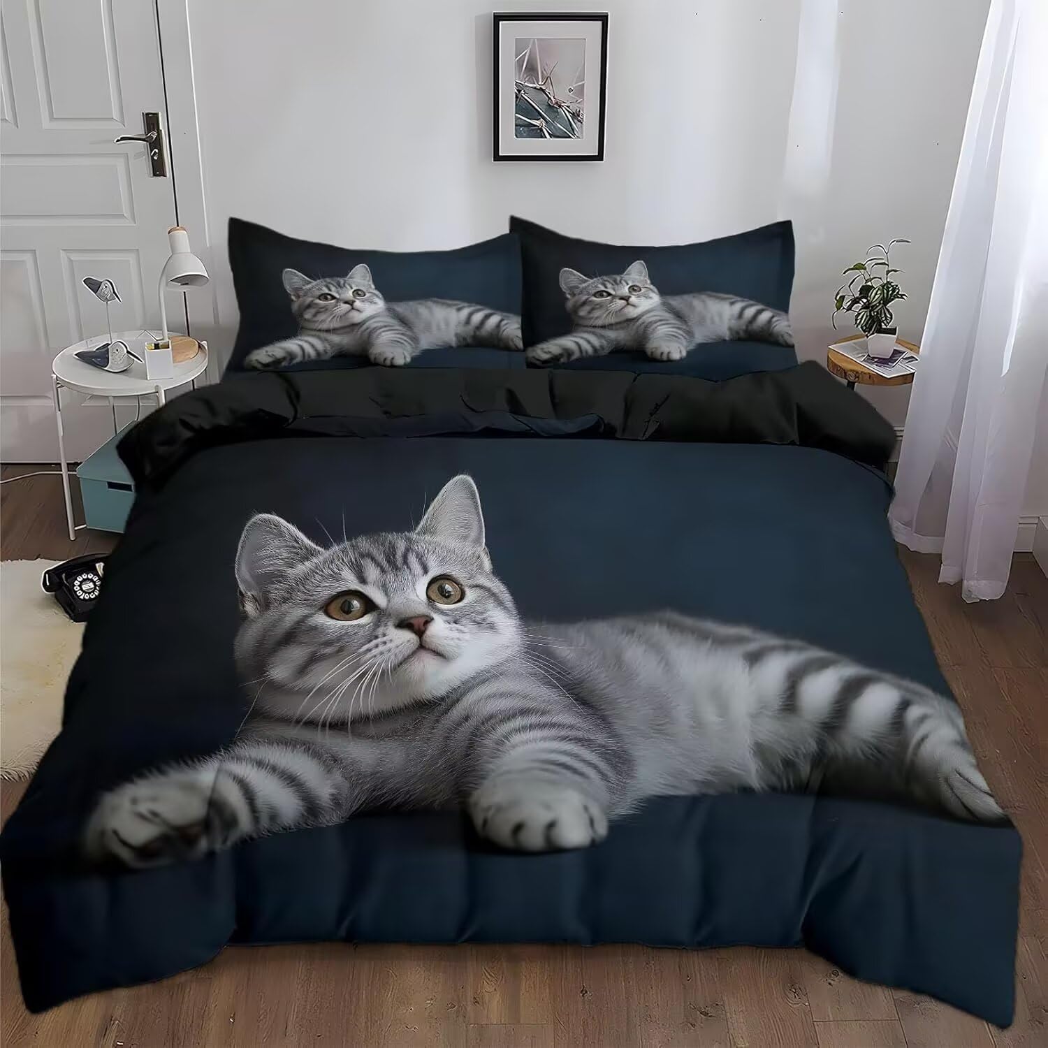 Housse de couette 140x200 chaton en microfibre thermorégulatrice