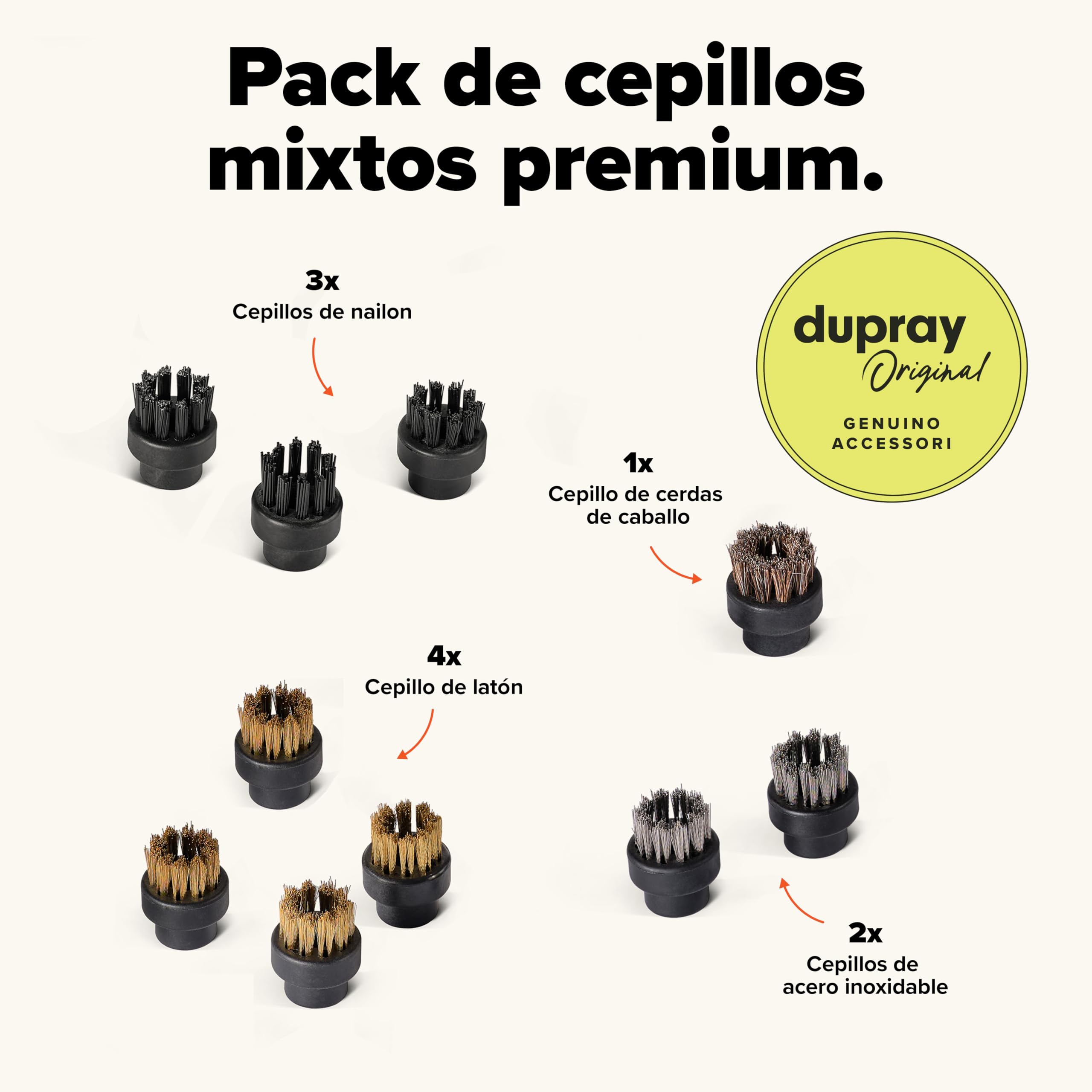 TCF – Set Da 10 Spazzole In Nylon Per Pulitori A Vapore Dupray – Accessori Per Ugelli E Pulizia Di Precisione