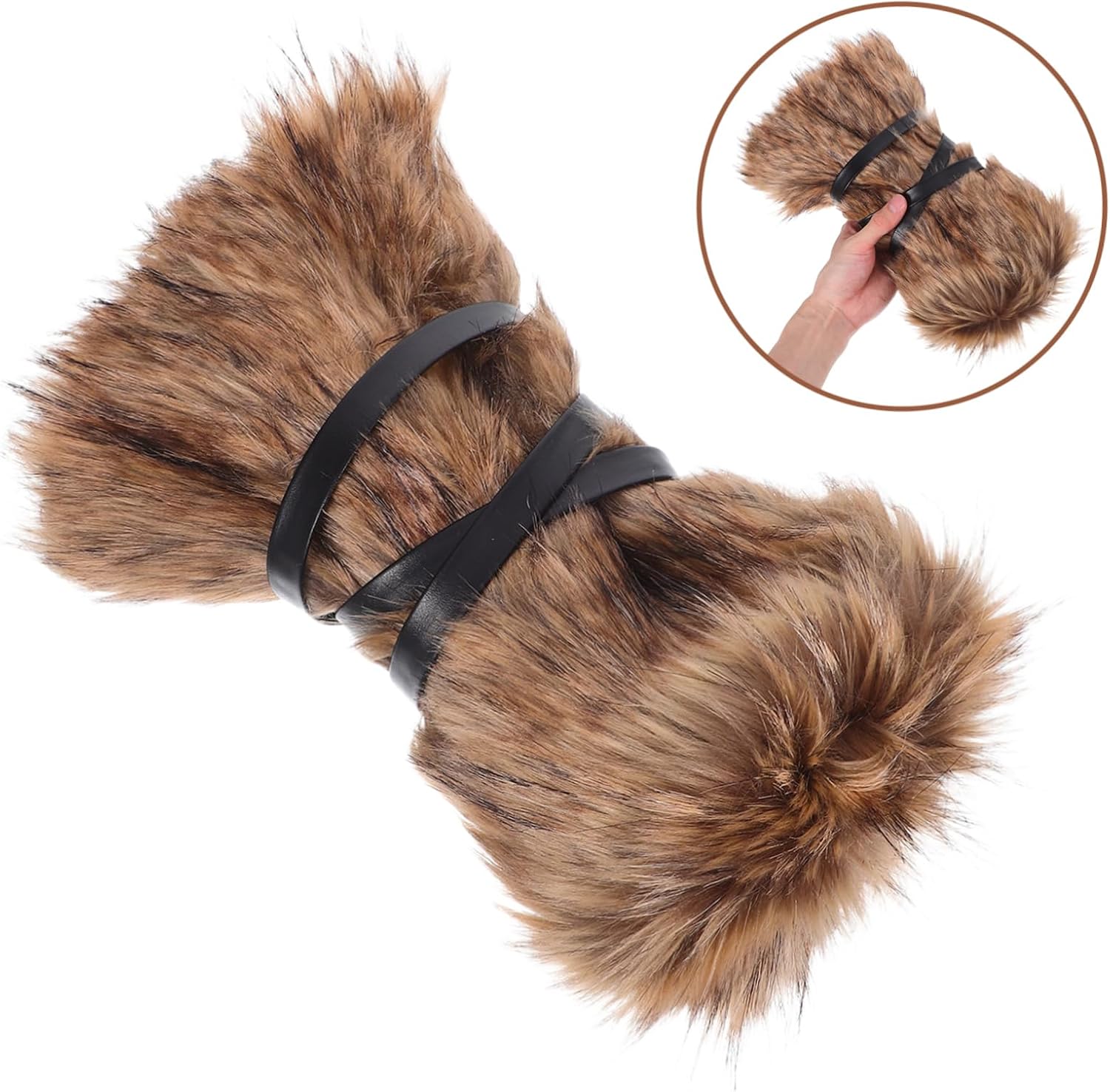 CALLARON 2 Pairs Adjustable Fuzzy Leg Warmers for Halloween Cosplay Medieval Costume Accessories for Men and Women for Themed Events