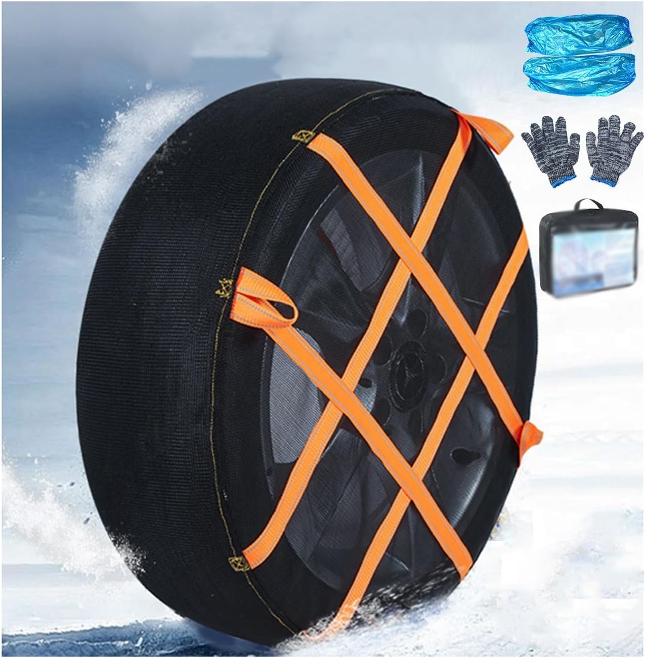 Snow Socks For Tires,Tire Socks,Universal Tire Chains, Excellent Grip Vehicle Anti-Slip Supplies For Suv, Truck, Small Car, Sedan, Rv,Fit Tire Width 185-285mm(275/55R17)