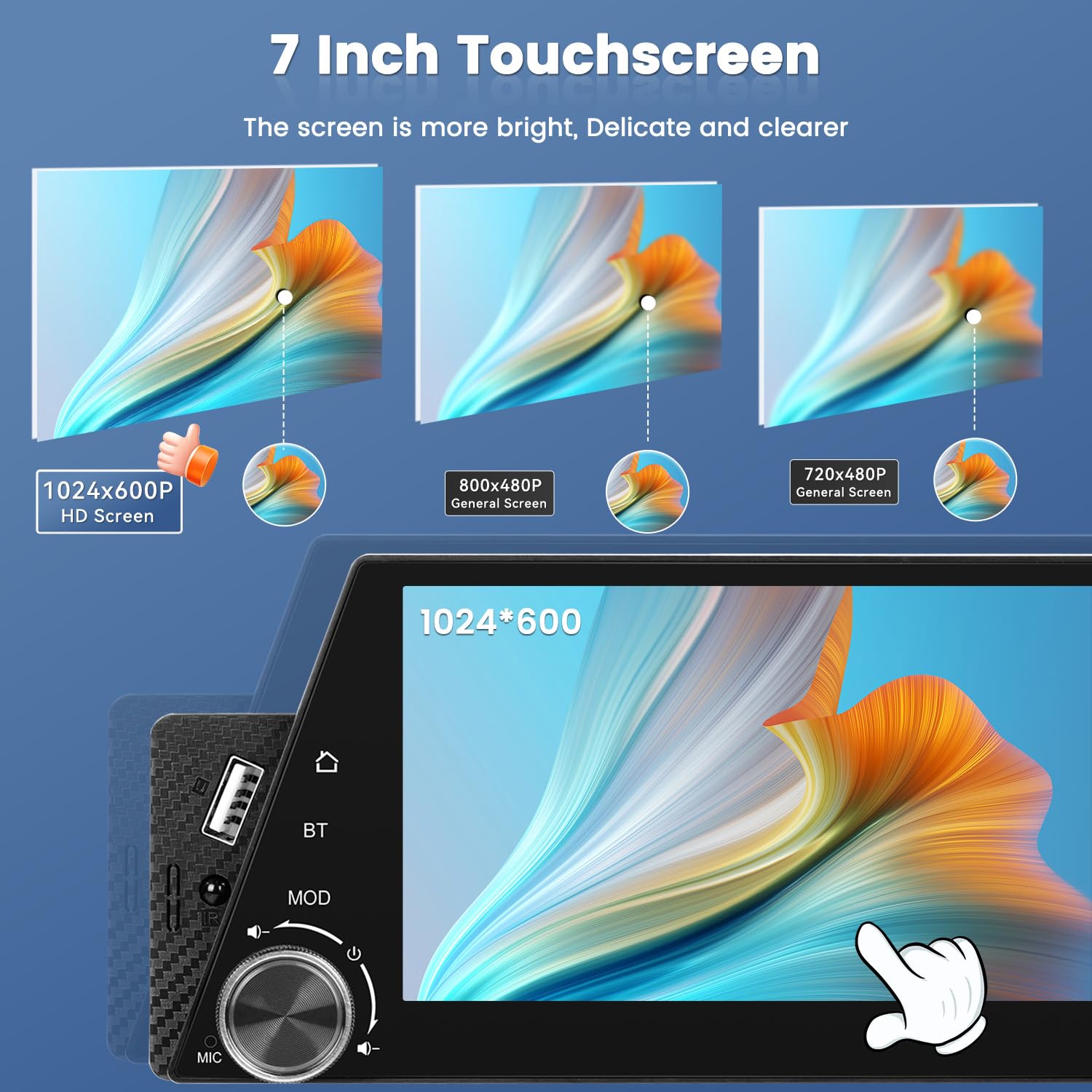 Autoradio 1 Din Con Mirror Link - Touchscreen 5" Bluetooth E Telecamera - Foto 7
