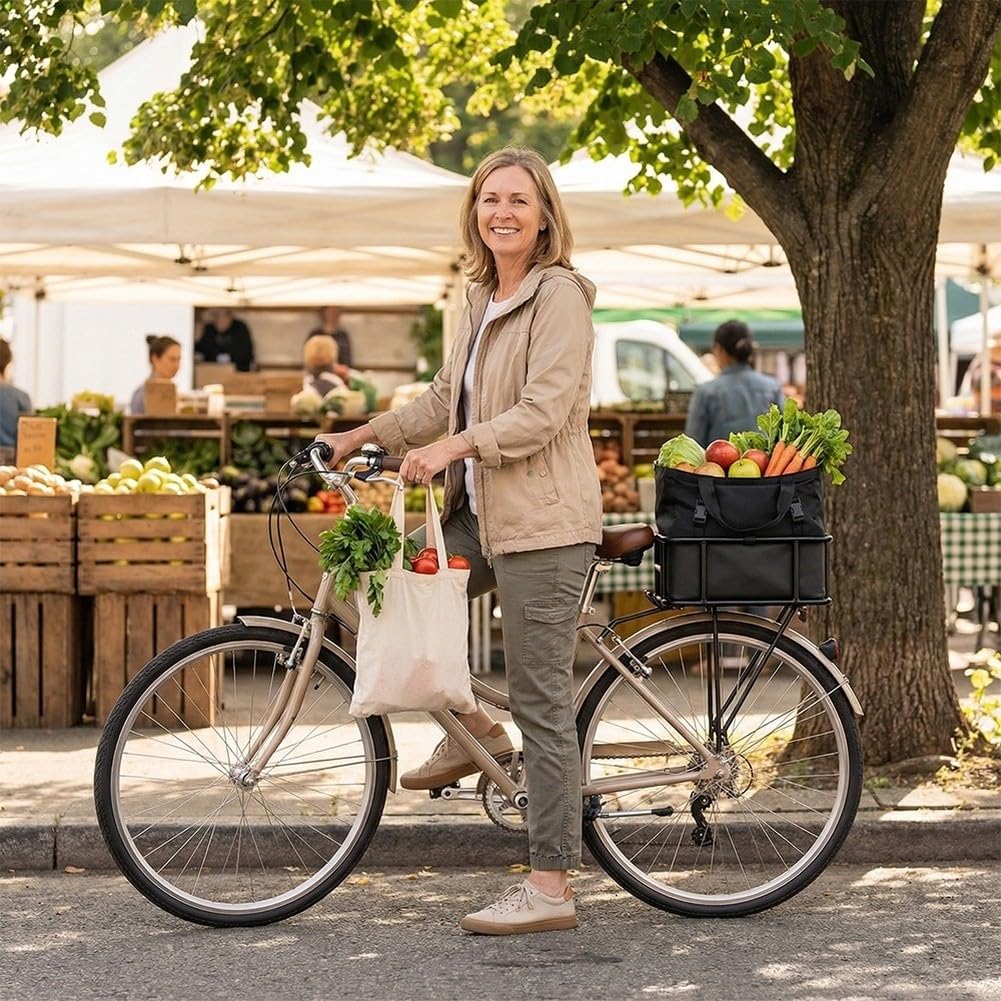 Borsa impermeabile rimovibile per bicicletta con strato isolante, grande borsa per trasporto anteriore e posteriore per bicicletta e bici elettrica